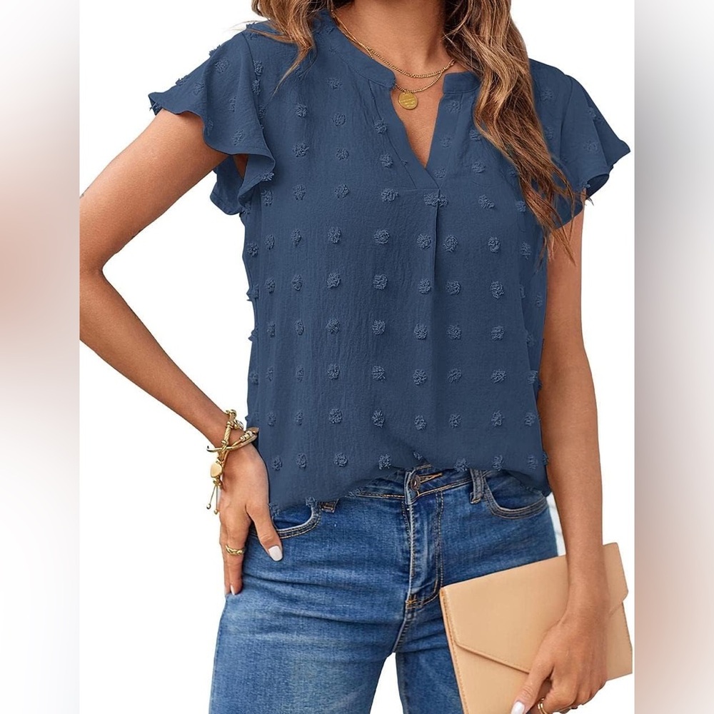 Swiss polka dot women’s blouse sz med